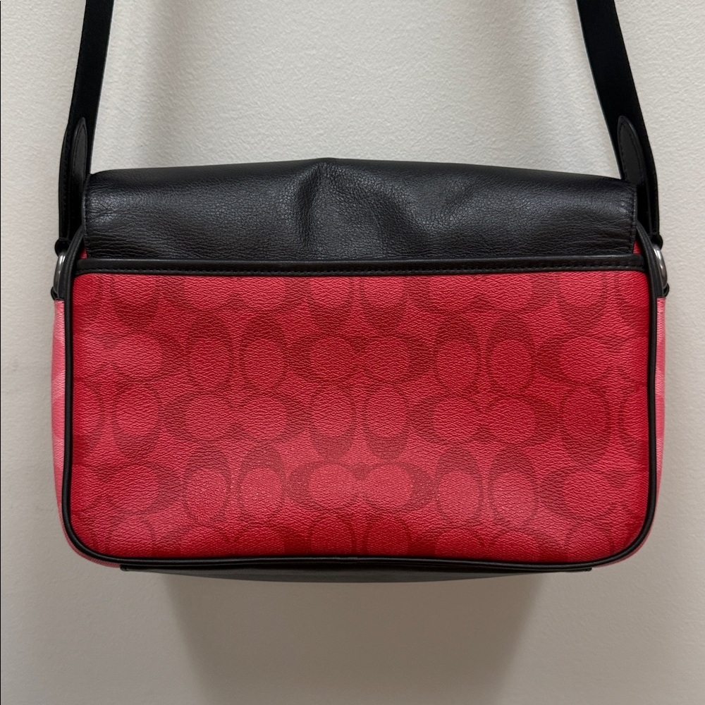 COACH Track Crossbody Blocked Signature Canvas Miami Red Pink Orange Black! - Picture 9 of 15